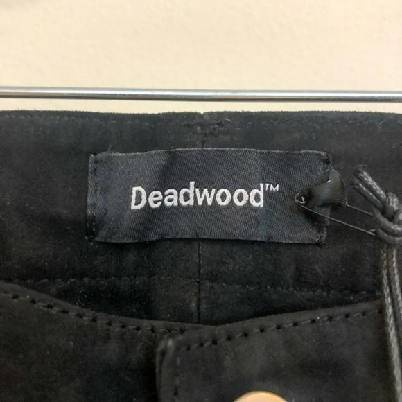 NEW Deadwood Pheonix Recycled Leather Black Suede High Waist Straight Leg Pants - Picture 8 of 10